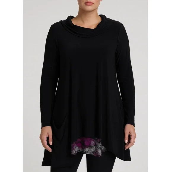 Sympli Canada Whisper Drape Pocket Tunic Top Womens Size 14 Split Back Purple - Picture 1 of 16